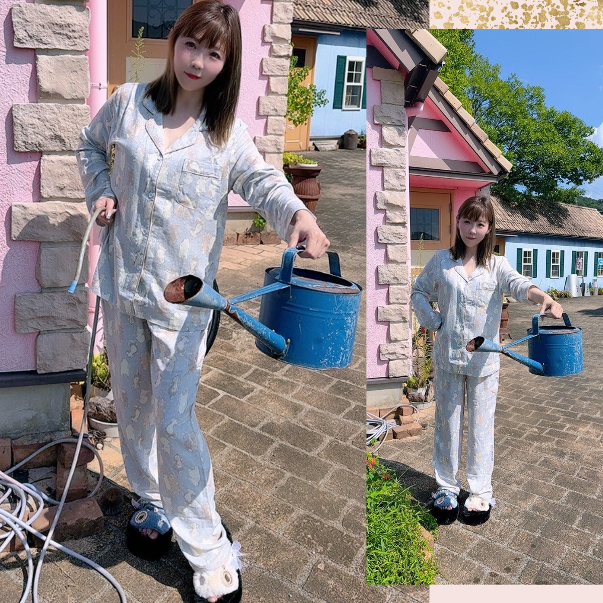 竹布🎋TAKEFU【日本製】ダブルわんチャン 2025秋冬新作 長袖 長ズボン パジャマ ルームウェア