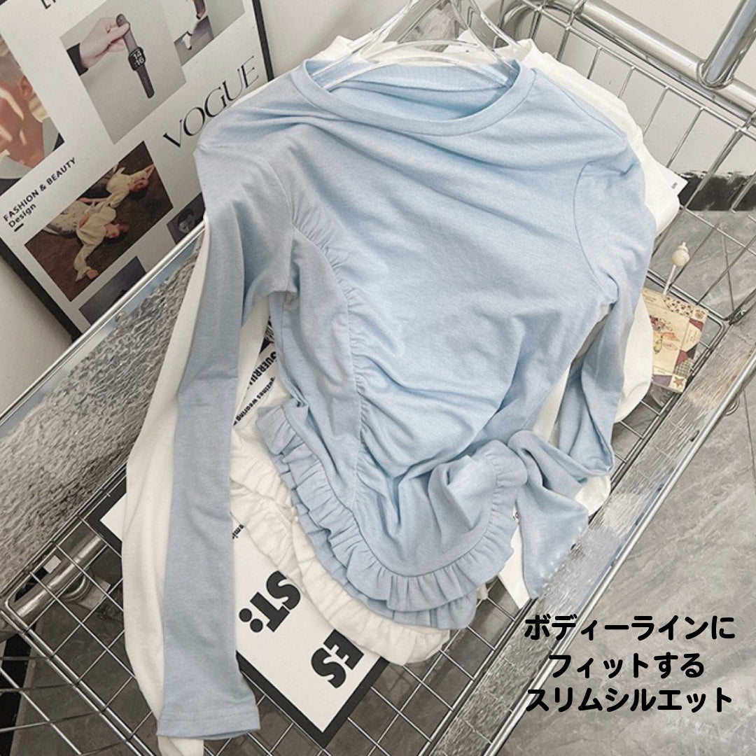 2025新作アンバランスフリルトップス
