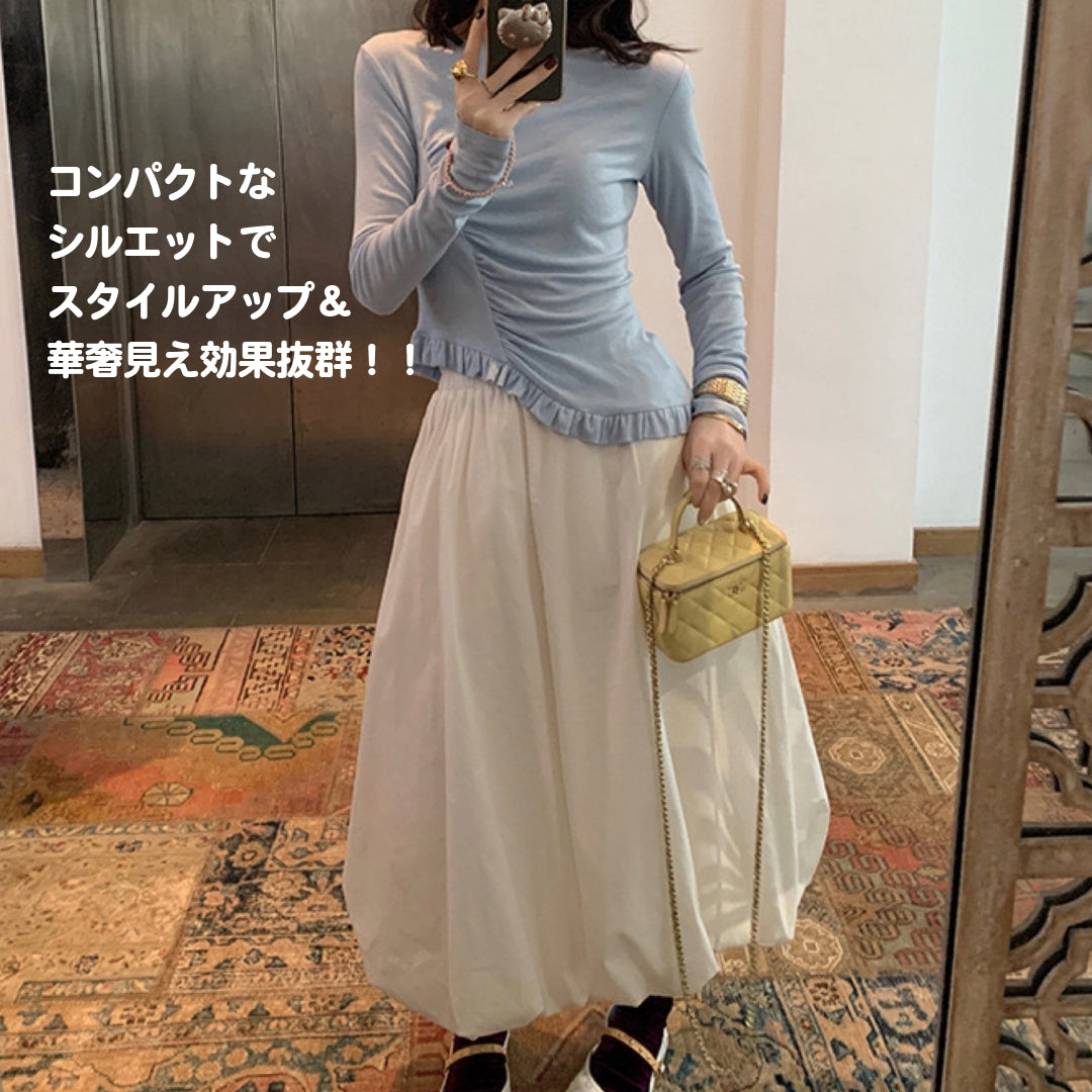 2025新作アンバランスフリルトップス
