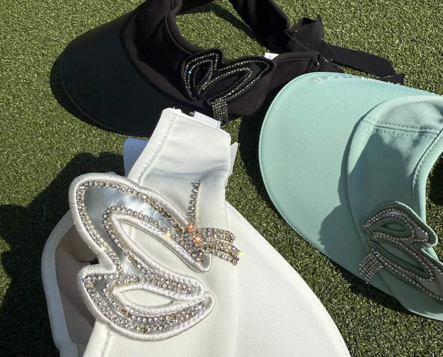 Visor for golf, sports, walking, all seasons, small face, keeps hair in place, removable ribbon on back, sun protection
