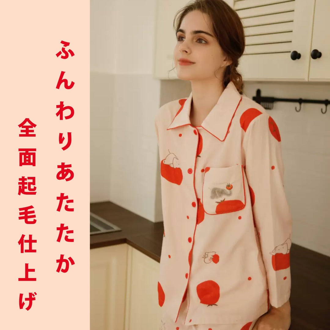 2025Winter 全面起毛 綿100% トマト&ぞうさん 日本製