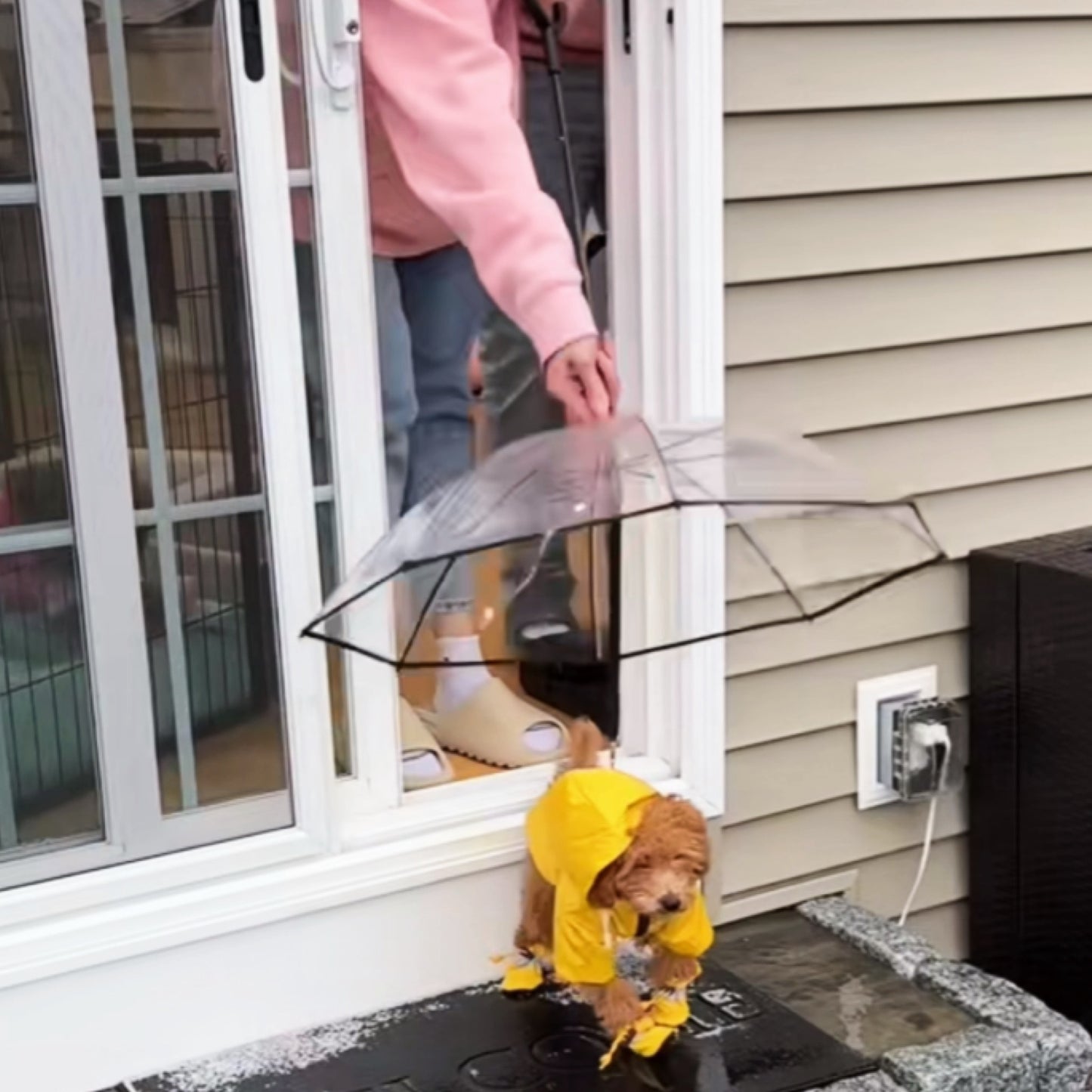 犬用傘 梅雨対応 雨具 無地 大判 小型犬 ペット用傘 防雨防雪 犬用傘 雨の日でも散歩できるアンブレラ 折り畳み式リード傘 小型犬中型犬に適用