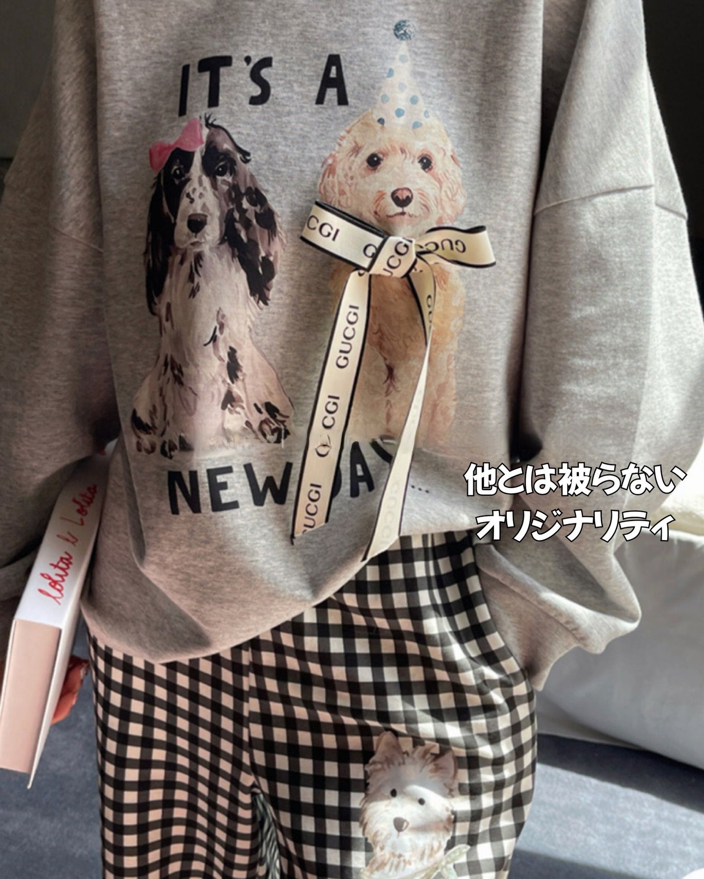 2025 New Arrival Cotton Dog Pattern with Ribbon and Ruffles at the Feet Stylish