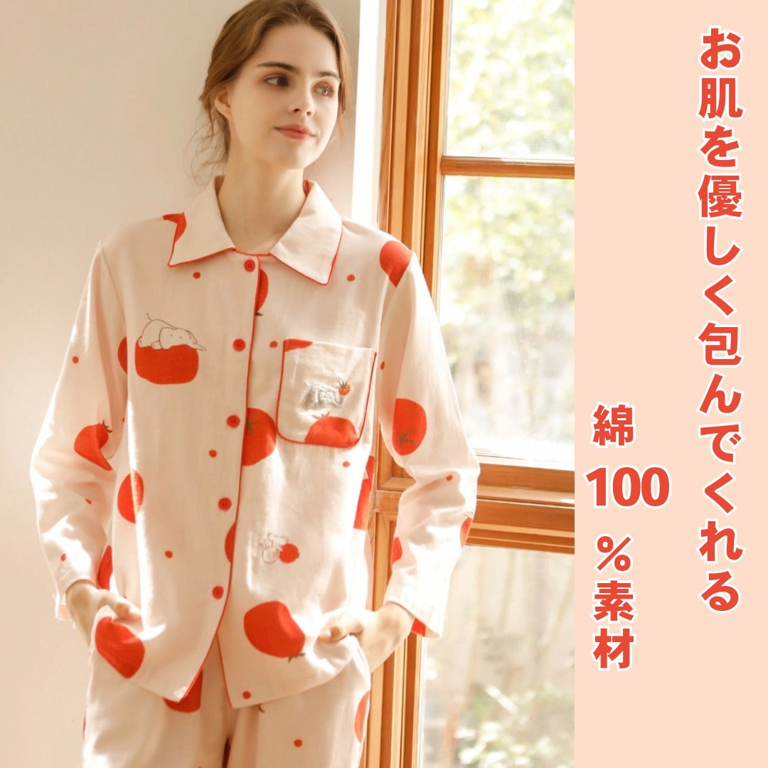 2025Winter 全面起毛 綿100% トマト&ぞうさん 日本製
