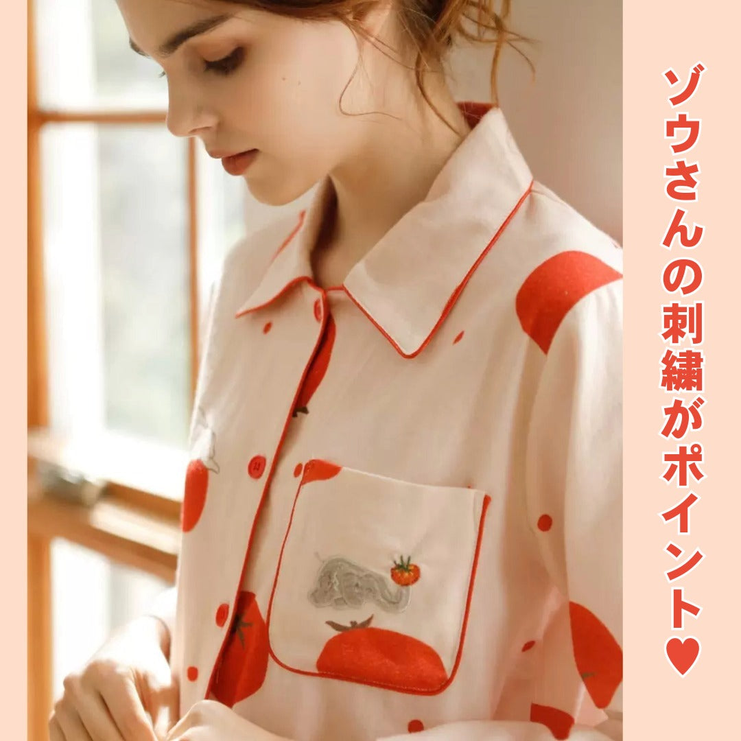 2025Winter 全面起毛 綿100% トマト&ぞうさん 日本製