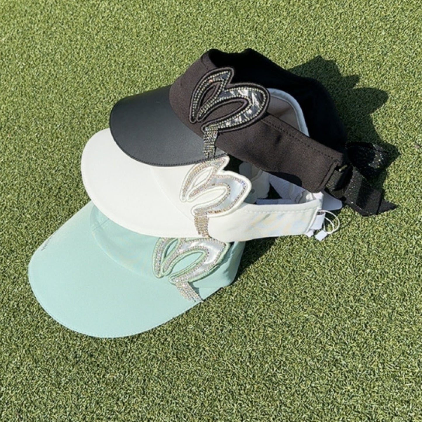 Visor for golf, sports, walking, all seasons, small face, keeps hair in place, removable ribbon on back, sun protection