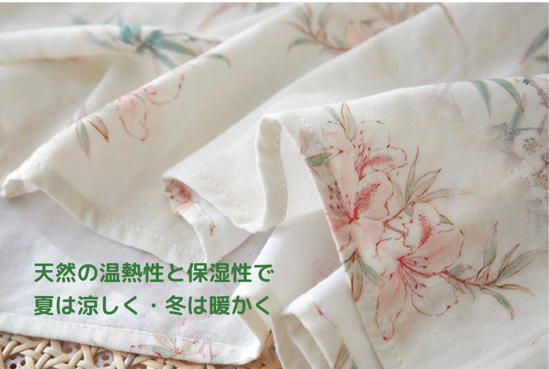 竹布🎋TAKEFU 【日本製】ピンクのお花&竹柄 7分袖 長ズボン 襟なし パジャマ ルームウェア