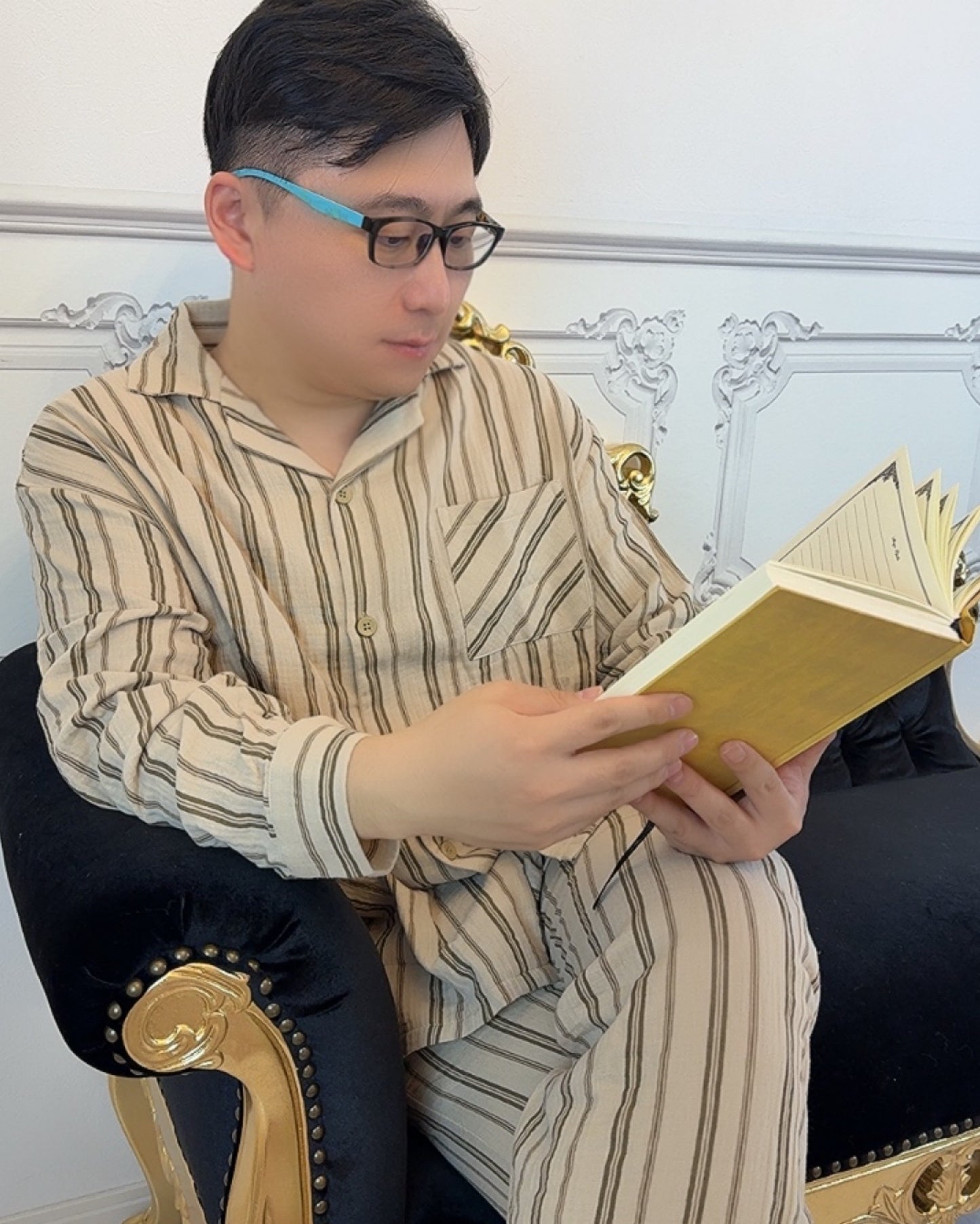 WダブルガーゼW【日本製】2025年新作 メンズパジャマ ストライプ柄 ペアセット パジャマ ルームウェア コットン100% 長袖 長ズボン