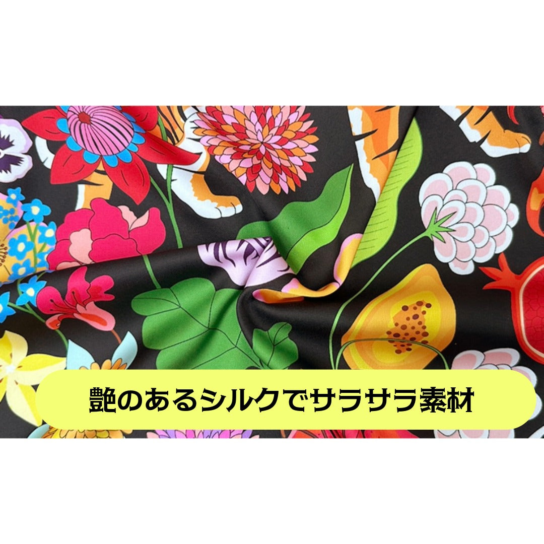 【先行発売開始】2025秋冬新作 🎃ホットシルク　裏地ベロア　ハイビスカス柄 　 長袖 長ズボン パジャマ ルームウェア