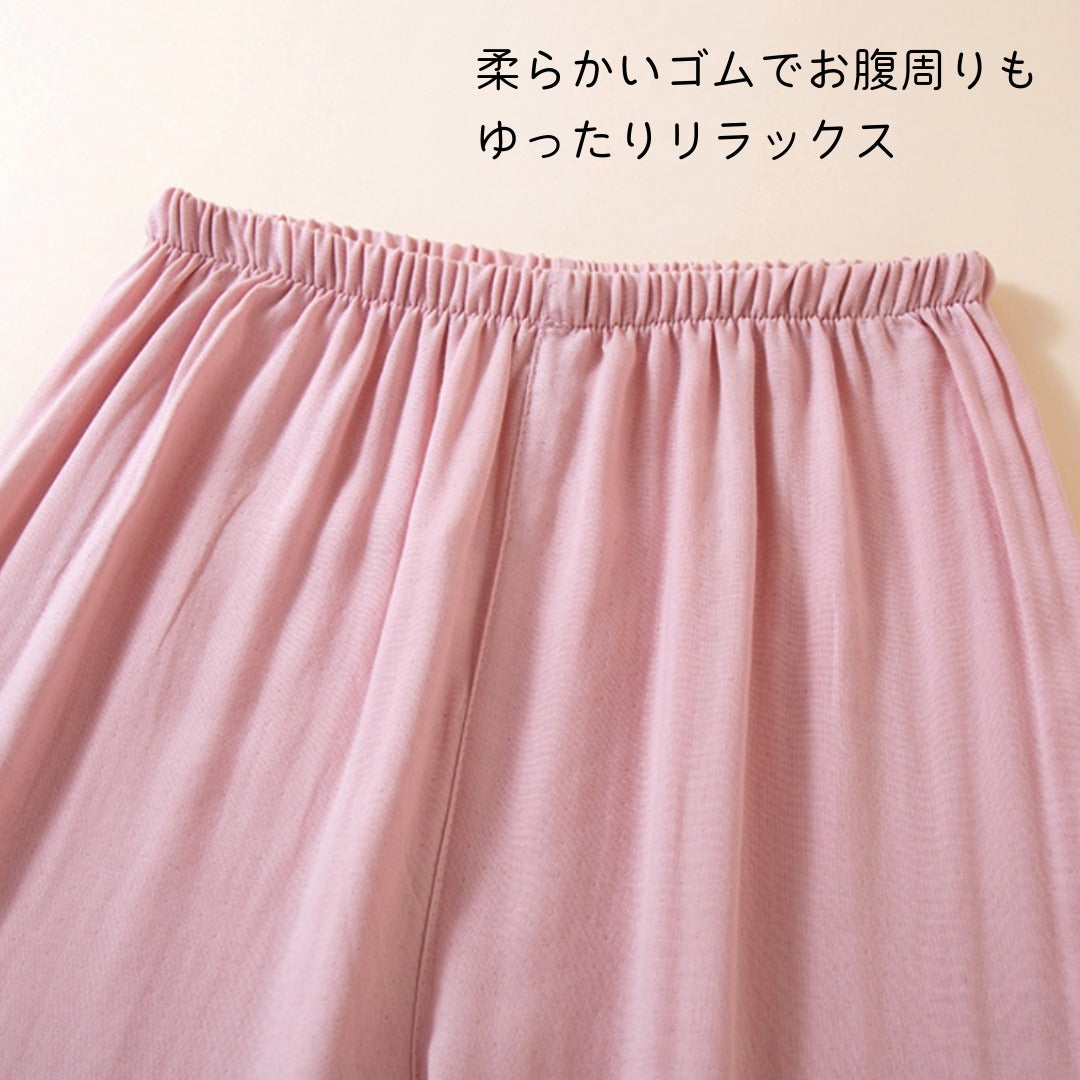 12月新作　竹布🎋TAKEFU【日本製】　シンプル桃花＆京紫カラー　長袖　長ズボン　パジャマ　ルームウェア