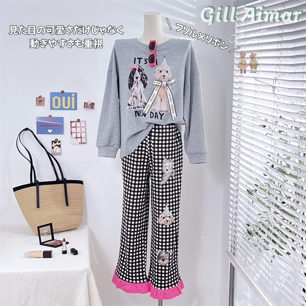 2025 New Arrival Cotton Dog Pattern with Ribbon and Ruffles at the Feet Stylish