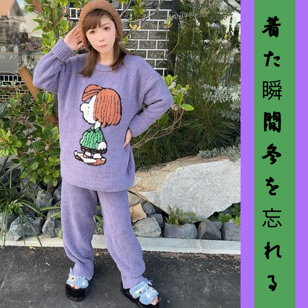 【秋冬物発売開始！！】　2025 冬新作❄️日本製❤️モコモコルームウェア　パープル　上下セット