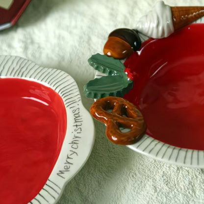 激可愛い クッキー柄 クリスマスカラー さら 皿 お皿 ソフトクリーム 可愛い かわいい プレゼント プレゼント用 ギフト 陶器  直径 22.3cm 大きめ 小さめ 大皿 中皿 小皿 限定  ホームパーティー  おしゃれ お洒落 オシャレ 上級者 お祝い 女性　子供 子ども 子供用 食器 器