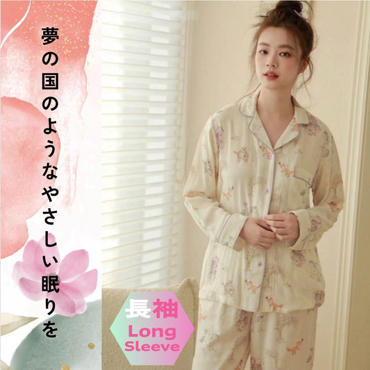 【FIORA】竹布 TAKEFU  ペガサス  メルヘンデザイン　長袖＆長ズボン　半袖＆長ズボン パジャマ ルームウェア レディース