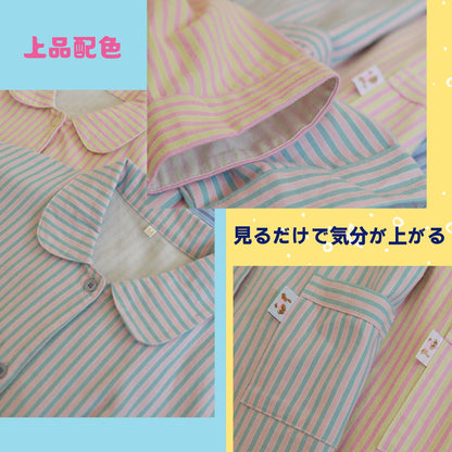 2025Winter 　全面起毛　両面起毛だから片面よりさらに柔らかく、あたたかい！　綿100％　ピンクorライトブルー　ストライプ　2色展開　日本製