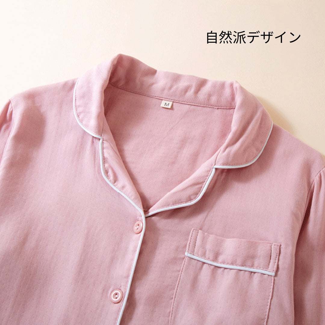 12月新作　竹布🎋TAKEFU【日本製】　シンプル桃花＆京紫カラー　長袖　長ズボン　パジャマ　ルームウェア