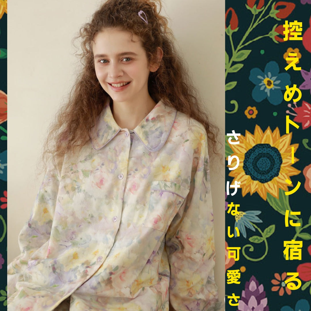 2025Winter 　全面起毛　両面起毛だから片面よりさらに柔らかく、あたたかい！　綿100％　ペイントフラワー　日本製