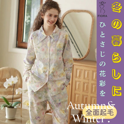 2025Winter 　全面起毛　両面起毛だから片面よりさらに柔らかく、あたたかい！　綿100％　ペイントフラワー　日本製