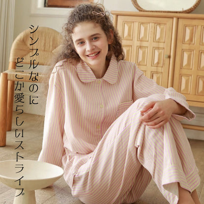 2025Winter 　全面起毛　両面起毛だから片面よりさらに柔らかく、あたたかい！　綿100％　ピンクorライトブルー　ストライプ　2色展開　日本製