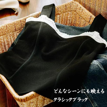 2026年新作　暖かい美シルエットインナーキャミ    両面起毛　ホワイト　ブラック　カーキ　レッド　キャミソール　レース　裏表起毛　４色展開