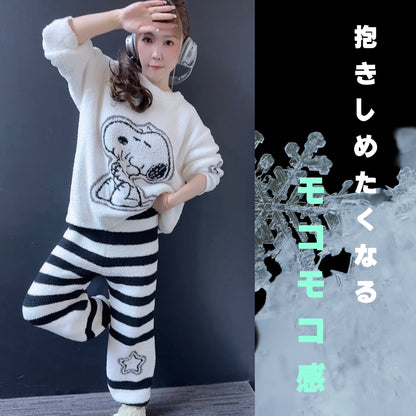【先行発売開始】2025Winter新作❄️日本製❤️モコモコルームウェア　ホワイト　上下セット