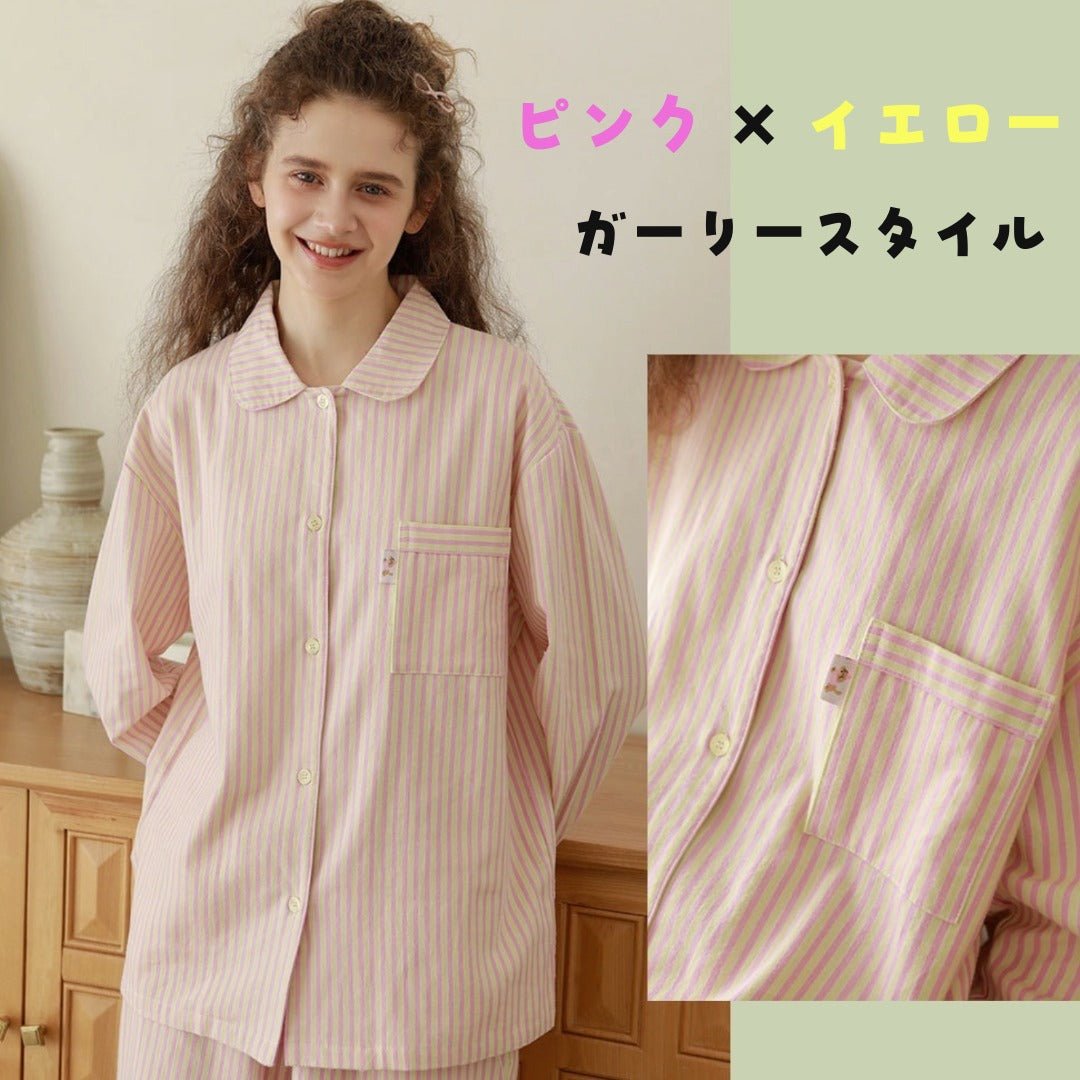 2025Winter 　全面起毛　両面起毛だから片面よりさらに柔らかく、あたたかい！　綿100％　ピンクorライトブルー　ストライプ　2色展開　日本製