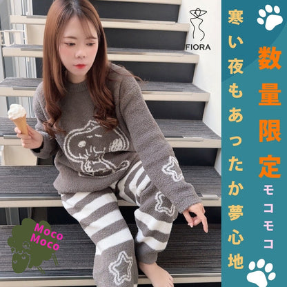 【先行発売開始】2025Winter新作❄️日本製❤️モコモコルームウェア  ふわふわ　あったかい　ボア　グレー　上下セット