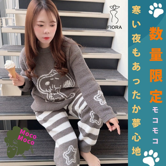 【先行発売開始】2025Winter新作❄️日本製❤️モコモコルームウェア  ふわふわ　あったかい　ボア　グレー　上下セット