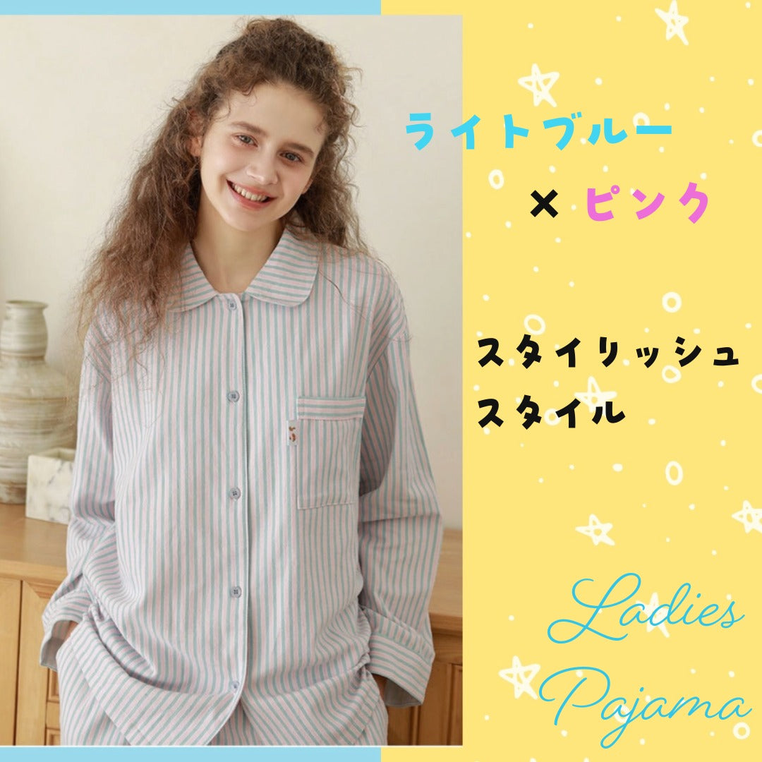 2025Winter 　全面起毛　両面起毛だから片面よりさらに柔らかく、あたたかい！　綿100％　ピンクorライトブルー　ストライプ　2色展開　日本製