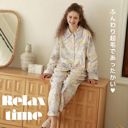 2025Winter 　全面起毛　両面起毛だから片面よりさらに柔らかく、あたたかい！　綿100％　ペイントフラワー　日本製