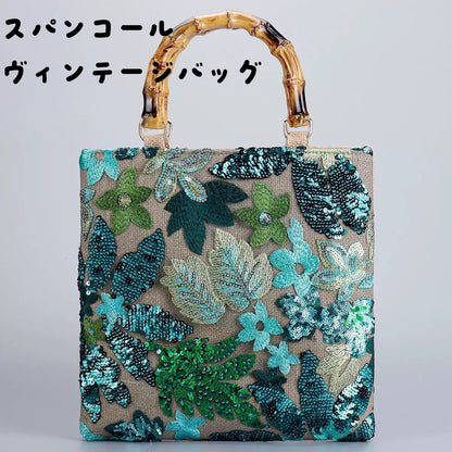 【FIORA】スパンコール刺繍ハンドバッグ・トートバッグ　4色展開