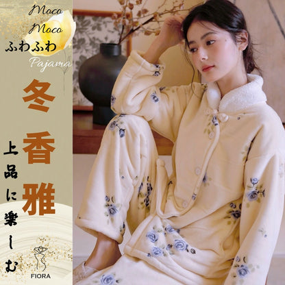 【9月中旬先行予約販売】2025 冬新作❄️日本製❤️モコモコルームウェア　バラ　上下セット