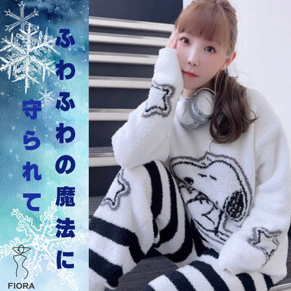 【先行発売開始】2025Winter新作❄️日本製❤️モコモコルームウェア　ホワイト　上下セット