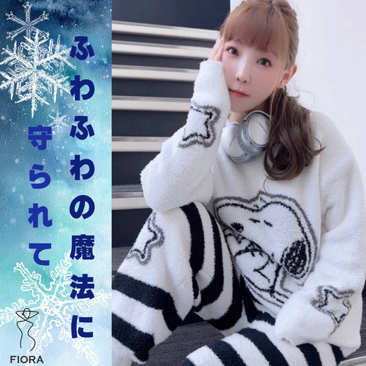 【先行発売開始】2025Winter新作❄️日本製❤️モコモコルームウェア　ホワイト　上下セット