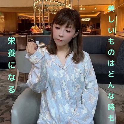 竹布🎋TAKEFU【日本製】ダブルわんチャン　2025秋冬新作　長袖　長ズボン　パジャマ　ルームウェア