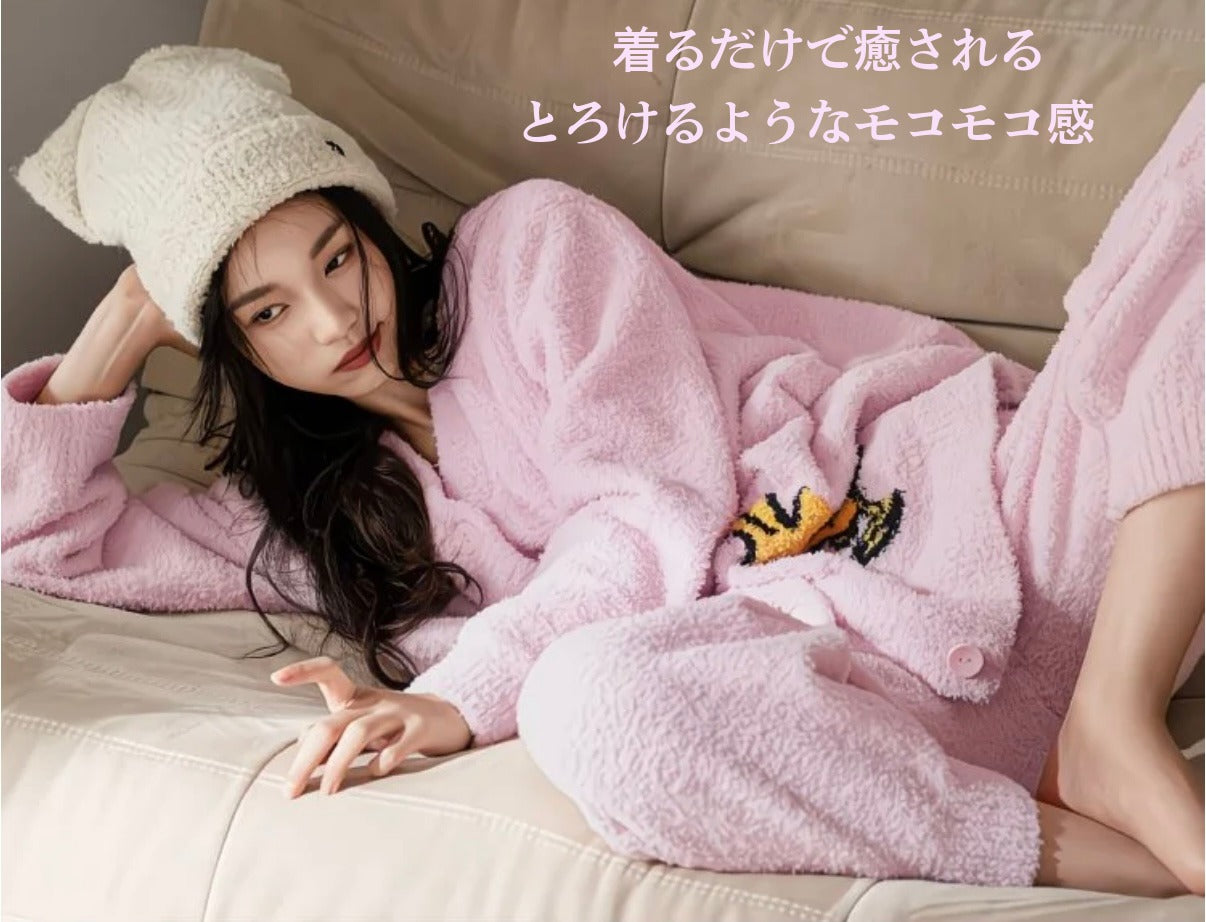 【秋冬物発売開始！！】　2025 冬新作❄️日本製❤️モコモコルームウェア　ピンク　上下セット