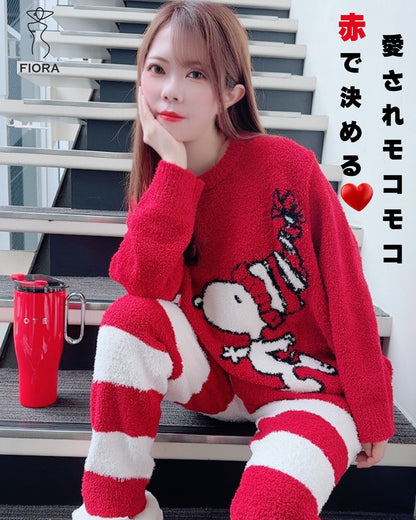 【先行発売開始】2025Winter新作❄️日本製❤️モコモコルームウェア　レッド　上下セット