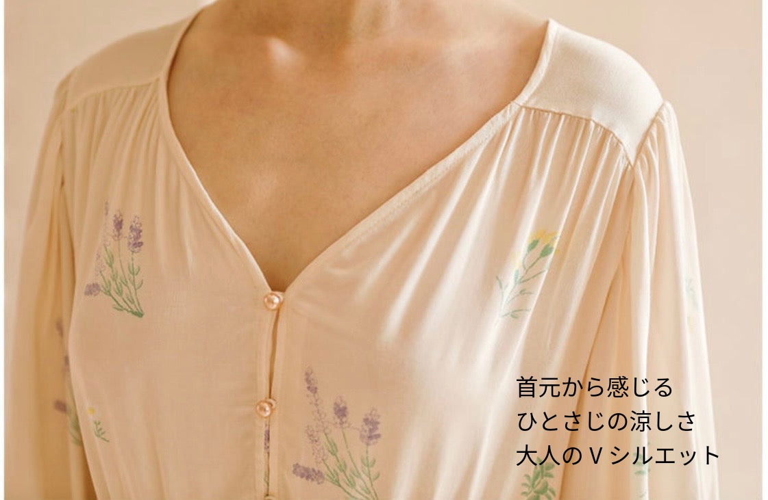 【FIORA】綿サテン 極艶 ワンピーススタイル  ベビーピンク・アップルグリーン パジャマ ルームウェア レディース