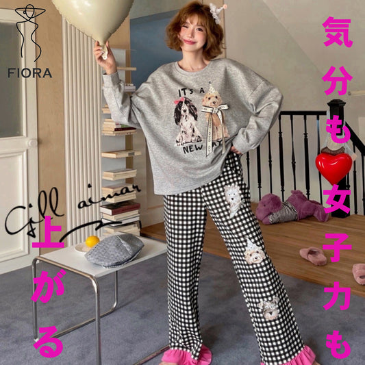 2025 New Arrival Cotton Dog Pattern with Ribbon and Ruffles at the Feet Stylish