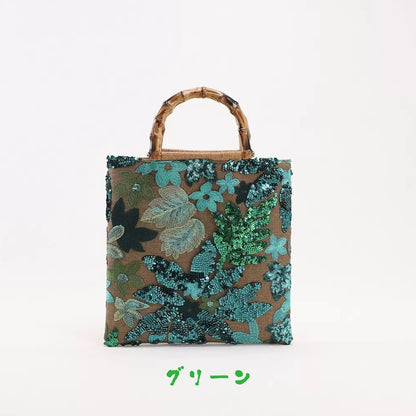 【FIORA】スパンコール刺繍ハンドバッグ・トートバッグ　4色展開