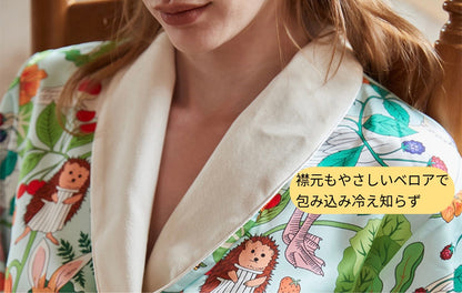 【先行発売開始】2025秋冬新作 🎃ホットシルク　裏地ベロア　ハリネズミ＆うさぎ柄  長袖 長ズボン パジャマ ルームウェア