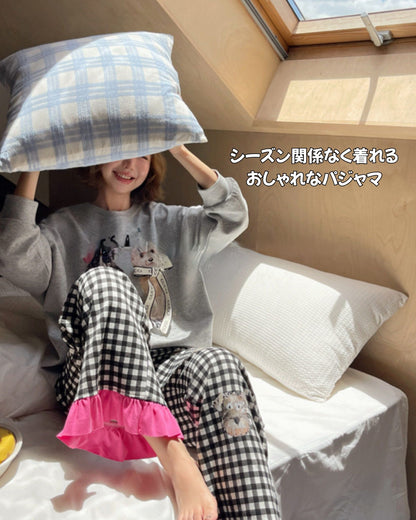 2025 New Arrival Cotton Dog Pattern with Ribbon and Ruffles at the Feet Stylish