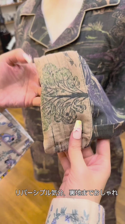 WダブルガーゼW【日本製】2025年新作  メンズパジャマ　サファリ柄 　ルームウェア ナイトウェア パジャマ  コットン100％　長袖　長ズボン